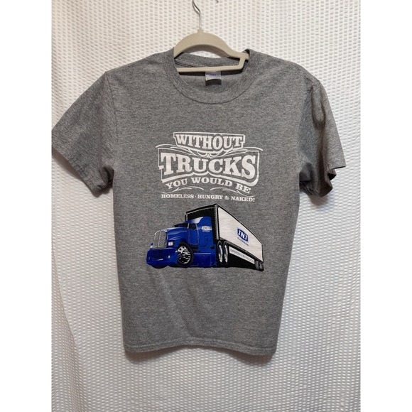 JNJ Express‎ Trucking T-shirt, Without Trucks You'd Be…., Gray, Size Large - Picture 1 of 5